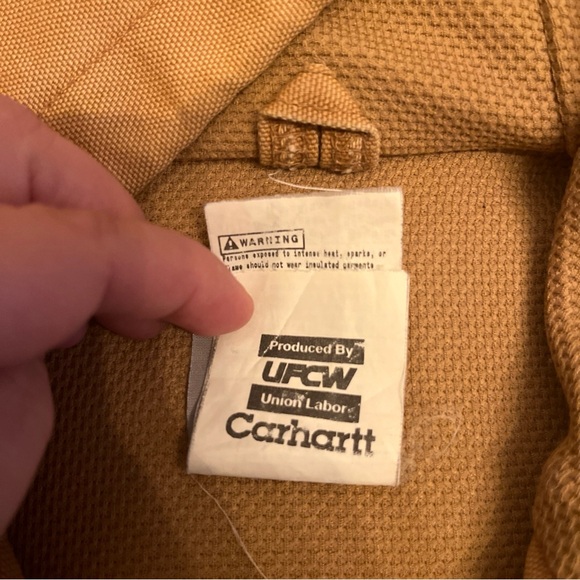 Carhartt Jacket Brown Hooded J131 Size Medium Mens Distressed Work Jacket - Picture 5 of 11